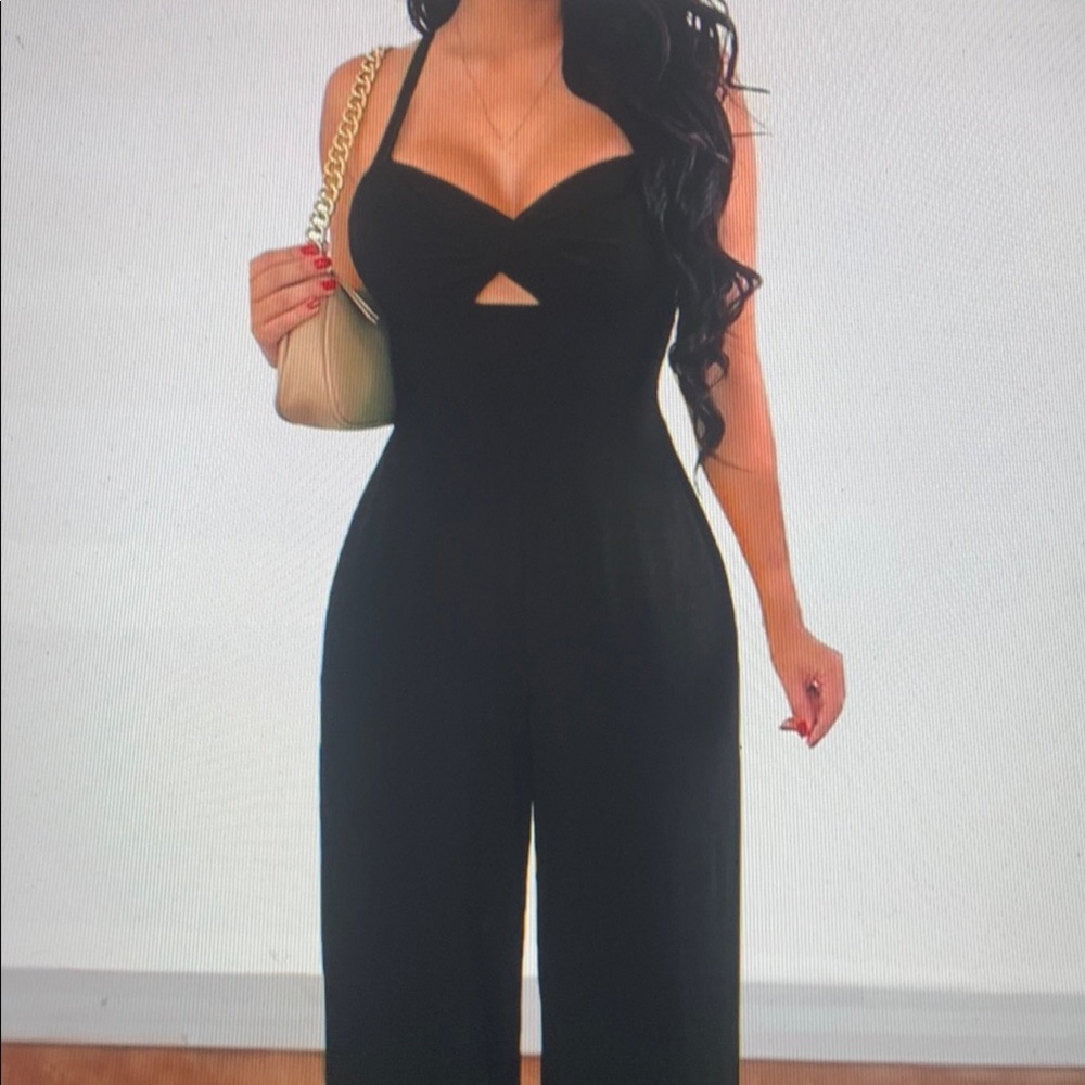 Black Halter Wide-Leg Jumpsuit